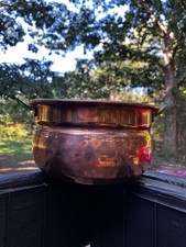Vintage💥Solid Copper Pot w/Brass Handles , Made In Turkey picture