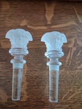 Vintage Matching Pair Rosenthal Frosted Crystal Wine Bottle Stopper Medusa Head picture