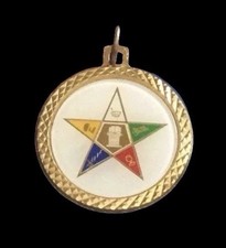VTG Order Of The Eastern Star Pendant   Dual Side Mid Century Jewelry 1 .5” picture