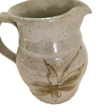 Handmade Pottery Small Pitcher Creamer  Signed Speckled Flowers Stoneware Art  picture