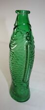 Green Glass Fish Shaped Bottle Collectible 3.5