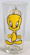 1973 Pepsi Cola Looney Tunes Warner Bros Tumbler Glass Tweety Bird Brockway Co. picture