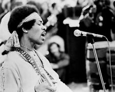 Jimi Hendrix wears bandana singing into microphone 24x36 Poster picture