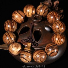 20 mm Vietnam Agarwood Wooden Bracelets Tiger Pattern Buddha Round Beads picture
