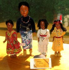 Lot of 4 Vintage Antique GENUINE TEWA DOLLS by Chavela Indian Native Sleepy Eyes picture