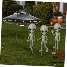 4-Pack Alien Cutout Yard Prop - Full Body Alien Halloween Decorations Outdoor, picture