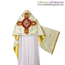 NEW Metallic Gold Humeral Veil with IHS embroidery, voile huméral, velo omerale picture