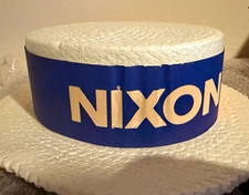 Vintage 1968 Nixon Agnew Campaign Hat Styrofoam Boater Skimmer Lewtan Clean⁠ picture