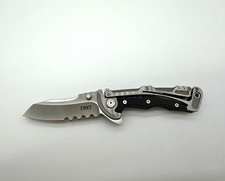 CRKT Graphite 5195 Folding Pocketknife Combo Edge Stainless Blade Silver/Black picture