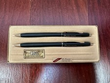 NOS Vintage Cross Century Classic Black Pen Pencil Set Rhône Poulenc w/ Mint Box picture