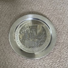 1976 Official Bicentennial Year Plate Declaration Of Independence Silver & Gold picture