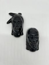 Frankoma Antique 1940s Indian Head Native American Man + Woman Pair GLOSS picture