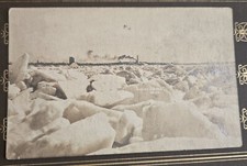 Very Early Real Photo Postcard RPPC Michigan Ludington MI Winter Ice Jam 127 picture