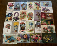 Lot of 25 Flowers in Baskets & Vases ~Vintage Antique Greetings~Postcards-k-422 picture