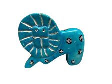 Crafts Caravan Soapstone Aqua Sky Blue Lion Figurine Made in Kenya picture