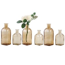 GMWD Glass Flower Vase Set 6 Yellow Clear Bud Vases, 14.5 Oz 8 Oz Apothecary picture