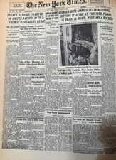 Vintage NYC 1945 EMPIRE STATE BLD BOMBER NEW YORK TIMES News Article Estate Sale picture