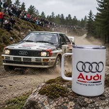 Audi Logo 13oz White Stainless Steel Vacuum Insulated Travel Mug with Lid picture