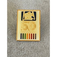 VINTAGE 1980s Enamel 50th Anniversary 20th Century Fox Studios Gold Lapel Pin picture