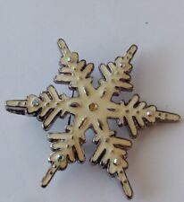 Snowflake White Paint on Metal Brooch Lapel Pinback picture