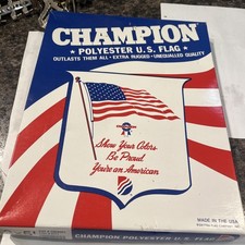 Vintage DETTRA 50 Star CHAMPION Polyester 3 X 5 AMERICAN FLAG New Old Stock picture