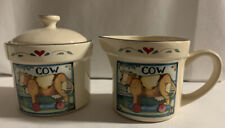 Ceramic Cream & Sugar Bowl by Susan Winget - Farmhouse Country Cow picture