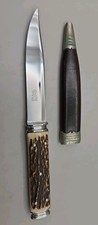 Vintage Othello Solingen Germany Stag Boot Knife w/ Sheath 5 Pin Mint Nice picture