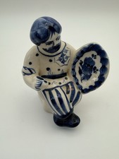 Russian Gzhel Porcelain Seated Man Holding Tray picture