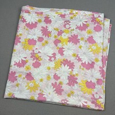 Vtg Cannon Monticello Pink Flower Power Flat Sheet King 1960s No Iron 108x115” picture