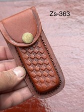 Dark Brown Leather Sheath forPocket Folding Knife Cover Case picture