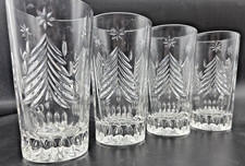Set Four (4) Mikasa Christmas Tree Highball Water Holiday Glasses Tumblers 5.5
