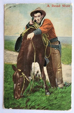 Antique Cowboy with Gun Postcard 