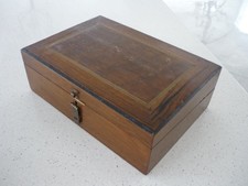 ANTIQUE WOODEN PORTABLE WRITING DESK BOX WITH INLAID TOP 13” X 9” X 4 1/2” picture