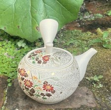 Tokoname Kutani yaki ware Japanese Tea Pot White Flower 320ml Tea Ceremony Japan picture