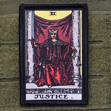 Justice Patch Tarot Cards Moral Tactical Military Army USA Flag Hook & Loop picture