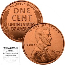 1909 S VDB Lincoln Wheat Cent 1 Oz Pure .999 Copper Jumbo Coin 39Mm in Capsule picture