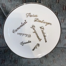 China Cheese Plate 22kt Gold Cheese Names & on brim 6