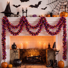 72 Feet Halloween Tinseln Garland Decorations Purple Orange picture