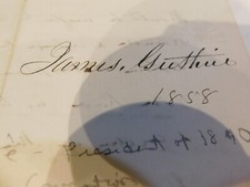 263 Kentucky Civil War Notable James Guthrie 1858 SGD Letter Sec Treasure PIERCE picture