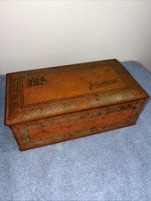 VTG Johnston’s Chocolates Orange Tin Metal Box with Hinged Lid Made In USA picture