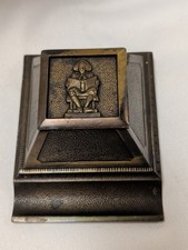 Antique The Scholar Inkwell Bronze Metal Desktop Pen Holder Art Deco style Vtg picture
