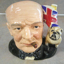 ROYAL DOULTON WINSTON CHURCHILL LARGE CHARACTER TOBY MUG JUG D6907 picture