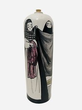 VTG Hand Painted Art Pottery Mother And Daughter 9” Jar Vase Artist Signed Peru picture
