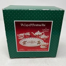 A Cup of Christmas Tea Mini Tea Set Coyne's Inc CT133 Holiday Porcelain 1995 picture