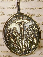 Antique 18th Century Our Lady of Solitude Crucifixion of Jesus Bronze Medal picture