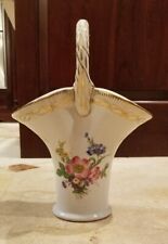 Royal Europe Peinte a la Main Porcelain Handpainted basket vase floral gold picture