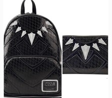 Loungefly Marvel Black Panther T’Challa Metallic Cosplay Mini Backpack & Wallet picture