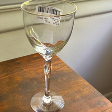 Lenox Crystal Unity Clear Wine Glass Gold Rim Twisted Stem 8 1/2 oz picture