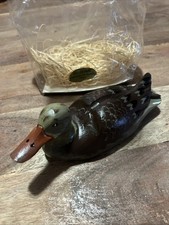Vintage Wooden Carved Duck Handcrafted Signed “L. Tremblay” 7” L  2.5” T picture