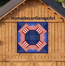 Barn Quilt Metal Sign, Patriotic Stars & Stripes, Dutch Amish Design 9 Sizes picture